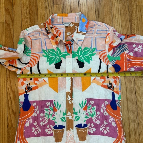 Poetry Multicolor Linen Blend Long Sleeve Plant Print Dress - Picture 7 of 9